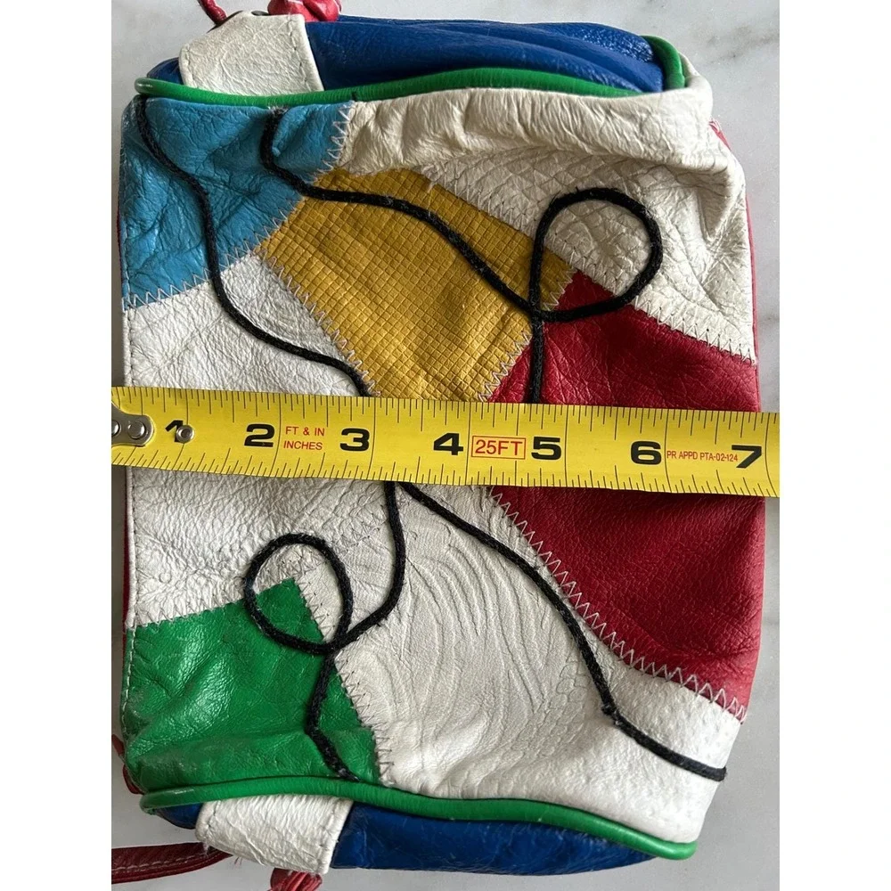 Sereta Vintage 90s‎ Patchwork Leather Crossbody Bag Primary Colorblock Pop Art